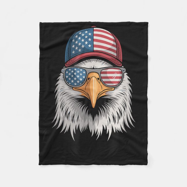 Cooler 4. Juli Adler US-Flagge schwebt unabhängig Fleecedecke (Vorderseite)