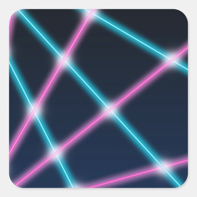 Cooler 80er Laser Light Show Background Retro Neon Quadratischer Aufkleber (Vorderseite)
