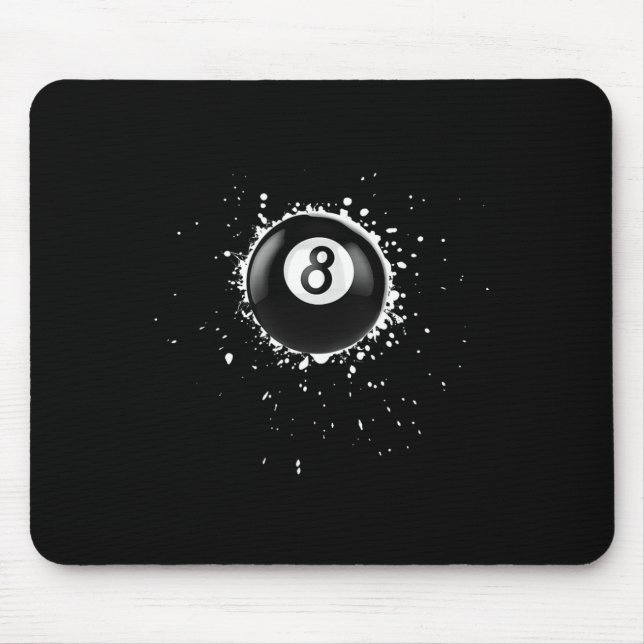 Cooler 8-Ball-Acht-Pool Billard Paint Spritzer Ei Mousepad (Vorne)