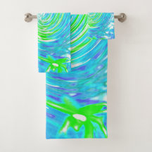 Cooler Abstrakter Retro-Aqua und Kalkgrüner Swirl