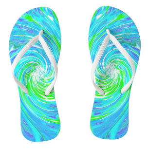 Cooler Abstrakter Retro-Aqua und Kalkgrüner Swirl Flip Flops
