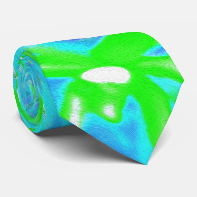 Cooler Abstrakter Retro-Aqua und Kalkgrüner Swirl Krawatte (Gerollt)