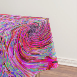 Cooler Abstrakter Retro Hot Pink und Roter Blütenw Tischdecke