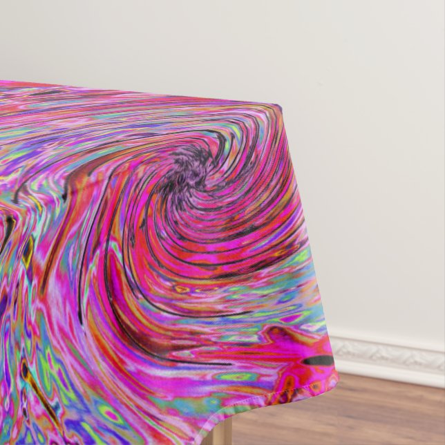 Cooler Abstrakter Retro Hot Pink und Roter Blütenw Tischdecke (Beispiel)