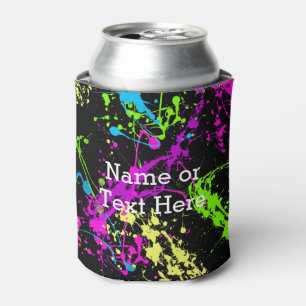 Cooler Abstrakter Retro-Regenbogen Paint Spritzer  Dosenkühler