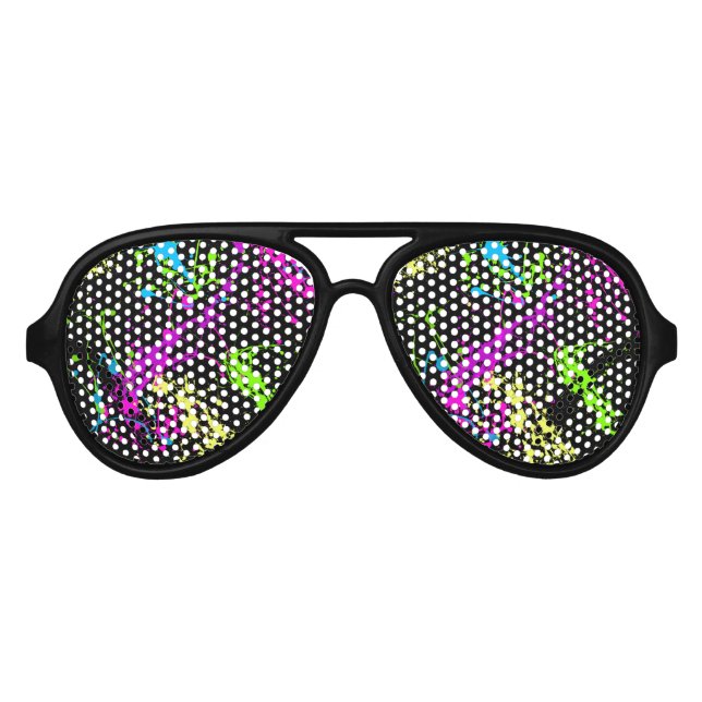 Cooler Abstrakter Retro-Regenbogen Paint Spritzer  Partybrille (Vorderseite)