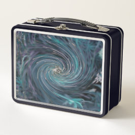 Cooler Abstrakter Retro-Schwarz und Aquamariner ko Metall Brotdose
