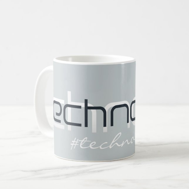 Cooler Abstrakter Techno-Text - personalisierte Um Kaffeetasse (Vorderseite Links)