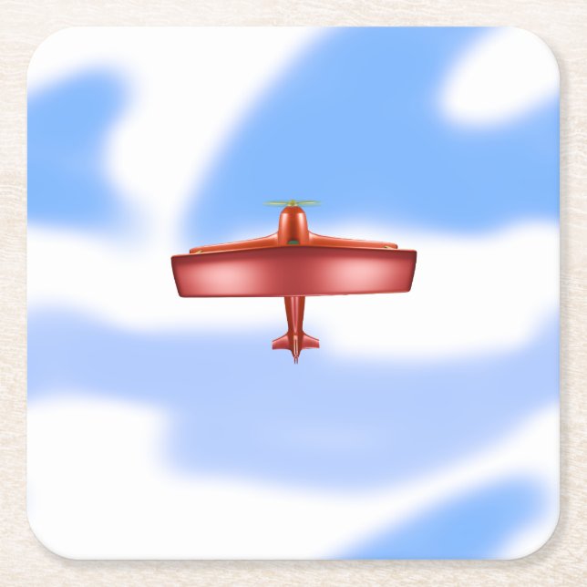 Cooler Adventurous Flying Red Bi-Flugzeug Paper Un Rechteckiger Pappuntersetzer (Vorderseite)