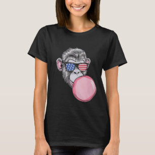 Cooler Affe mit amerikanischen Fahnen am 4. Juli T-Shirt
