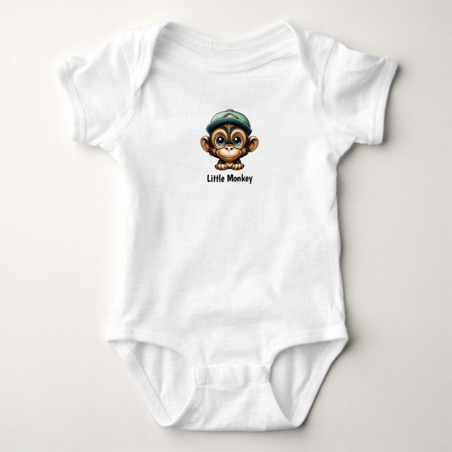 Cooler Affe mit Grüner Hat Funky Primat Baby Strampler (Vorderseite)
