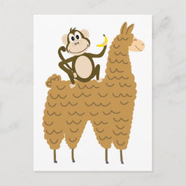 Cooler Affen auf dem Llama Postkarte