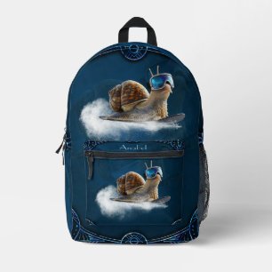 Cooler als die Erholung, die Snowboardsnail. Bedruckter Rucksack