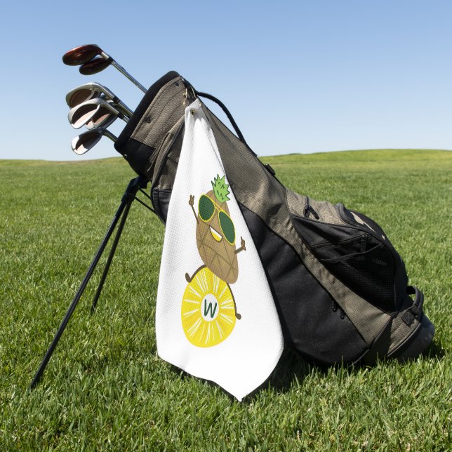 Cooler Ananas-Typ auf Ananassring rollen Golfhandtuch (Gras)