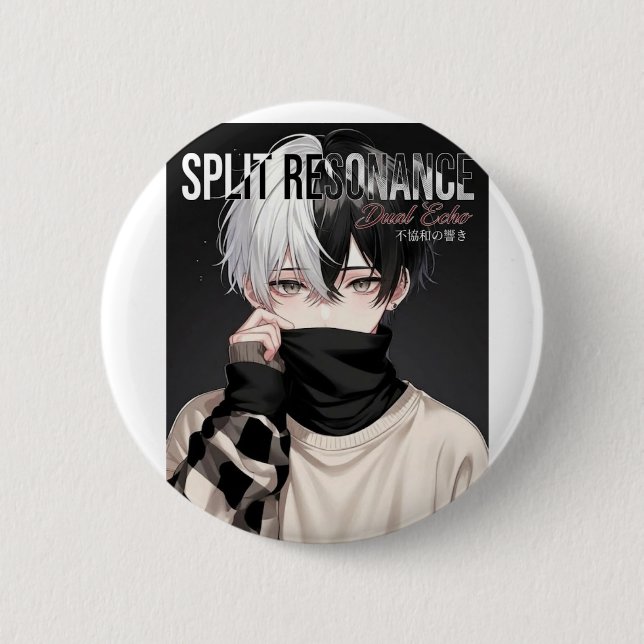 Cooler ästhetischer Anime-Junge mit zweifarbigem H Button (Vorderseite)
