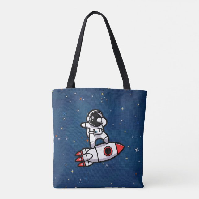 Cooler Astronaut auf der Rakete Tasche (Rückseite)