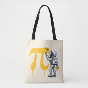 Cooler Astronaut, der das Pi-Symbol zum Pi-Tag mal Tasche