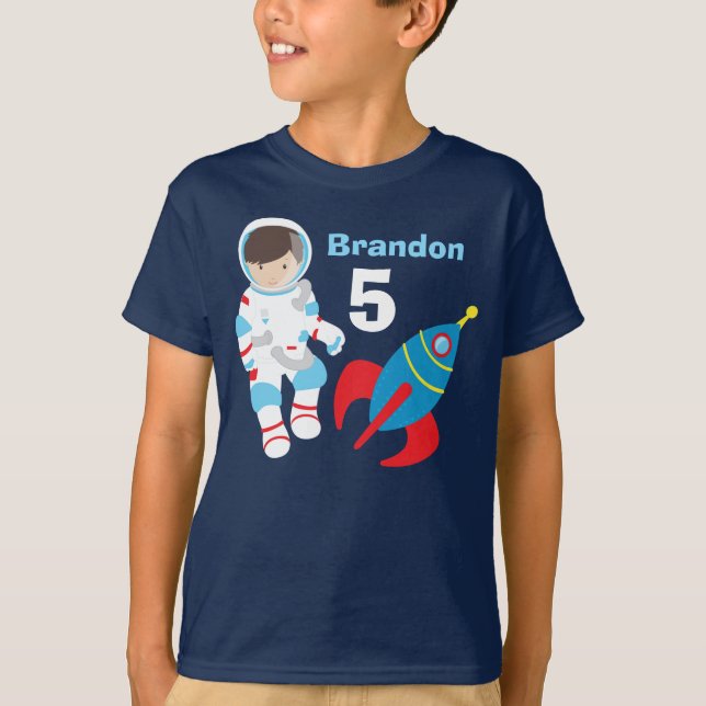 Cooler Astronautenraumflugzeug-Kindergeburtstag T-Shirt (Vorderseite)