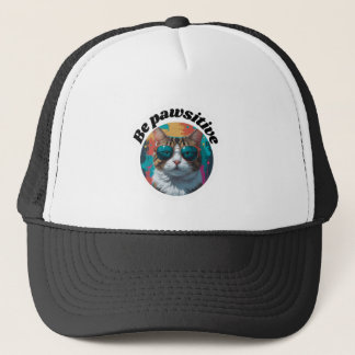 Cooler Aufkleber "Be Pawsitive" Motivierend Truckerkappe