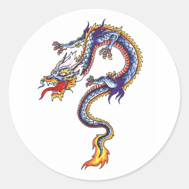 Cooler Aufkleber für Oriental Blue Water Dragon (Vorderseite)