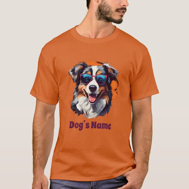 Cooler australischer Schäferhund mit Sonnenbrille T-Shirt (Vorderseite)