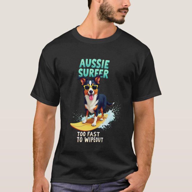 Cooler australischer Schepherd-Surfhund T-Shirt (Vorderseite)