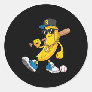 Cooler Bananenwagen Sungles Baseball Player Cartoo Runder Aufkleber