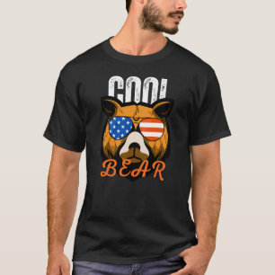 Cooler Bär Amerikanische Flagge Sonnenbrille Stre T-Shirt