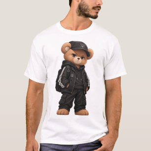 Cooler Bär in Streetwear-Hoodie und -Mütze Illustr T-Shirt