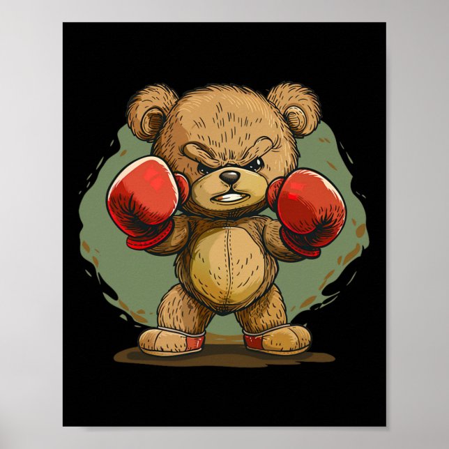 Cooler Bär mit Boxhandschuh Poster (Vorne)