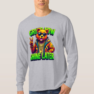 Cooler Bär mit Sonnenbrille und Hoodie macht Erbse T-Shirt