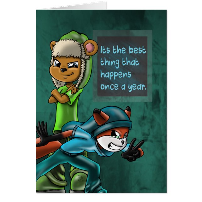 Cooler Bär und Fox Animal zum Geburtstag (Vorne)