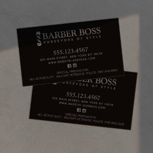 Cooler Barber Barbershop Black auf Blac Visitenkarte