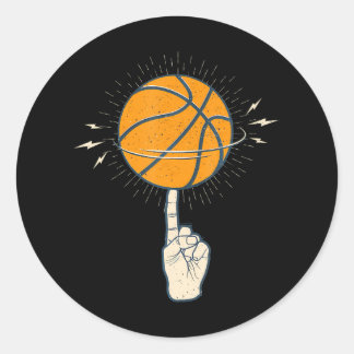 Cooler Basketball auf dem Finger Sport Runder Aufkleber