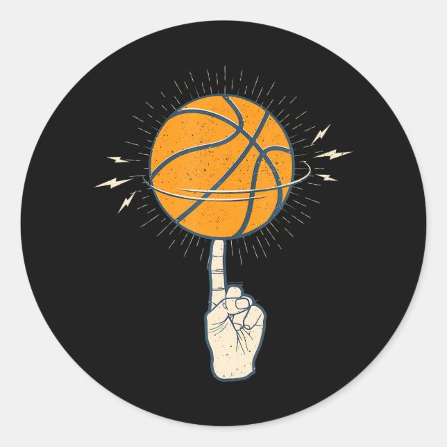 Cooler Basketball auf dem Finger Sport Runder Aufkleber (Vorderseite)