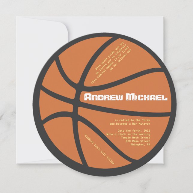COOLER BASKETBALL Bar-Schläger Mitzvah runde Einladung (Vorderseite)