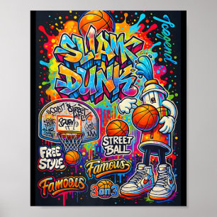 Cooler Basketball Graffiti-Stil Illustration Graph Poster