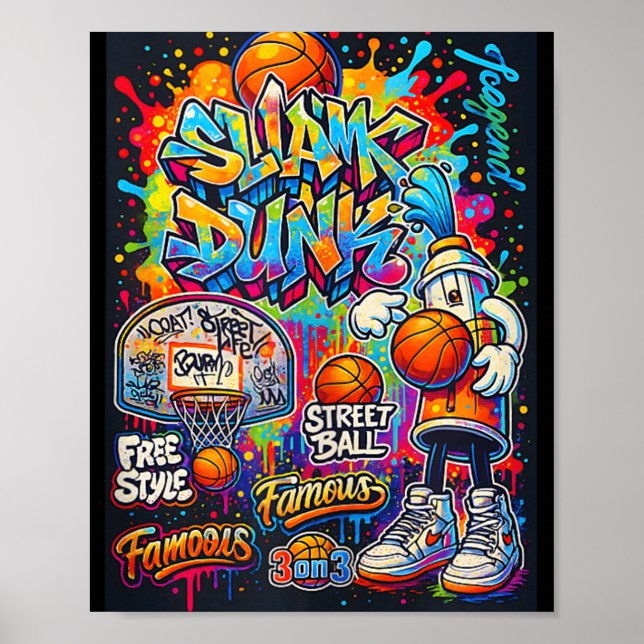 Cooler Basketball Graffiti-Stil Illustration Graph Poster (Vorne)