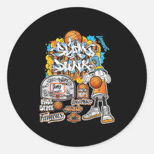 Cooler Basketball Graffiti-Stil Illustration Graph Runder Aufkleber