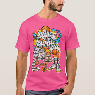 Cooler Basketball Graffiti-Stil Illustration Graph T-Shirt