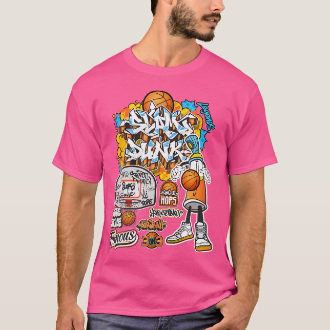 Cooler Basketball Graffiti-Stil Illustration Graph T-Shirt (Vorderseite)