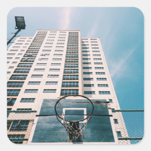 Cooler Basketballkorb Quadratischer Aufkleber