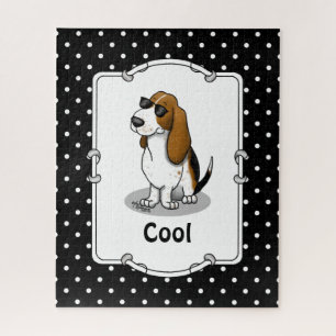 Cooler Basset Hound Hund und Sonnenbrille (Trikolo