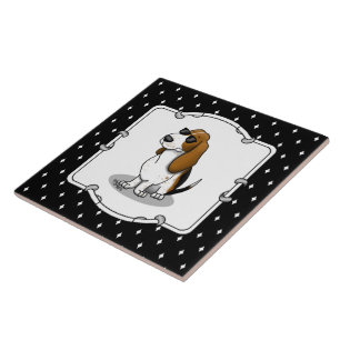 Cooler Basset Hound Hund und Sonnenbrille (Trikolo Fliese