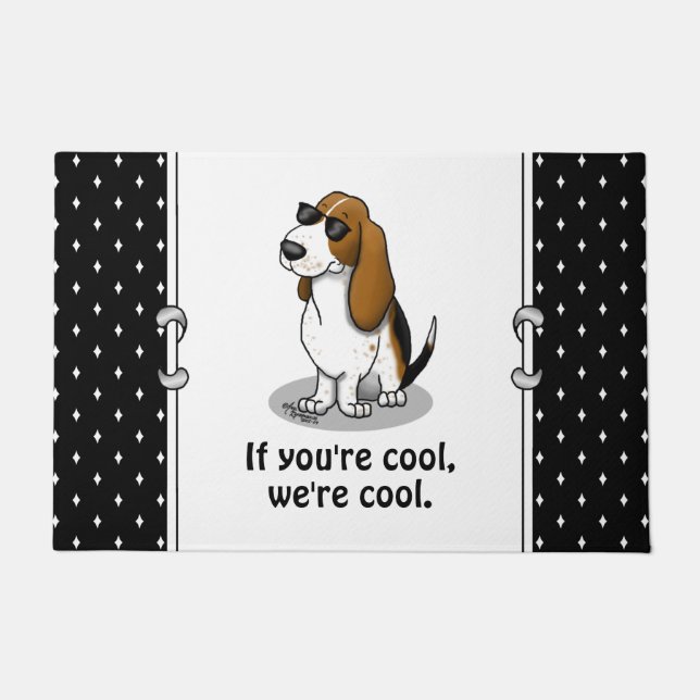 Cooler Basset Hound Hund und Sonnenbrille (Trikolo Fußmatte (Vorderseite)