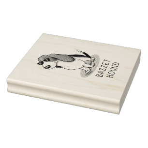 Cooler Basset Hound Hund und Sonnenbrille (Trikolo Gummistempel