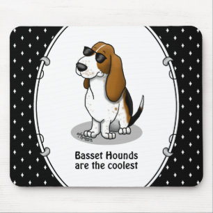 Cooler Basset Hound Hund und Sonnenbrille (Trikolo Mousepad