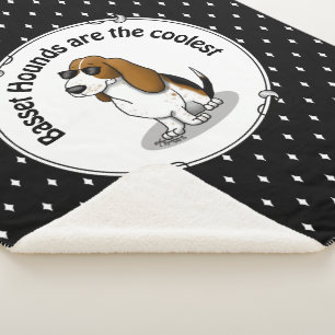 Cooler Basset Hound Hund und Sonnenbrille (Trikolo Sherpadecke