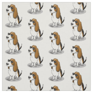 Cooler Basset Hound Hund und Sonnenbrille (Trikolo Stoff