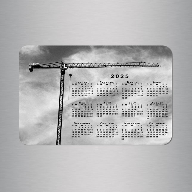 Cooler Baukransektor Foto 2025 Kalender Magnet (Cool Construction Crane Photo 2025 Calendar Magnet in situ)